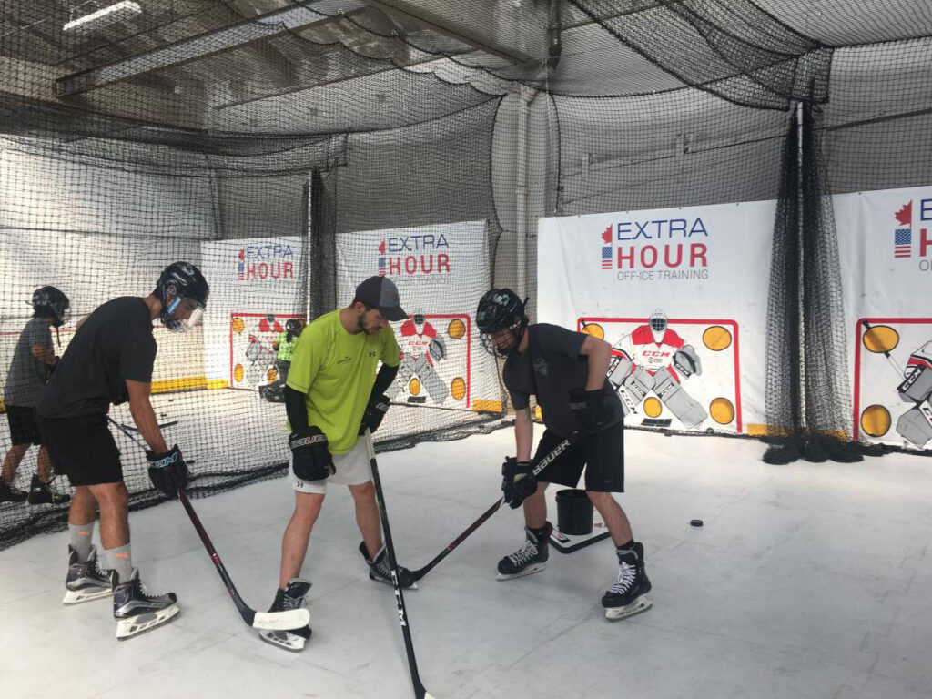 Hockey practicing and hockey training