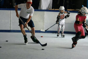 Super-Glide synthetic ice rink for hockey practicing facility