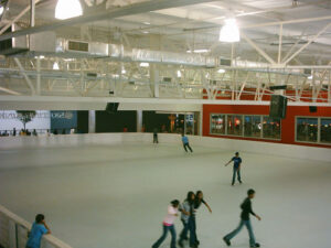 Shopping mall. Synthetic ice rink with Super-Glide synthetic ice